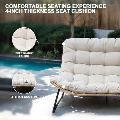 Crestlive Products Outdoor Loveseat, Patio Conversation Set (2PCS Beige)