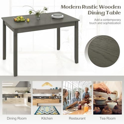 GIANTEX Dining Table for 4 People, 48” x 27.5” Kitchen Table with Wood Legs, Rectangular Dinner Tables for Small Space, Apartment, Living Room, Dinette, Load 330 Lbs, Dining Room, Grey
