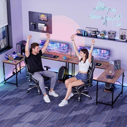 DUMOS 66" L Shaped Gaming Computer Desk, Sturdy Corner Table