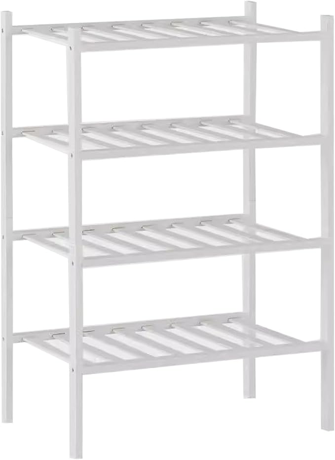 Shoe Rack Multi Tier Storage Organizer Wide Metal Shoe Shelf for Closet Entryway, Bamboo Stackable Multi-Layer Shelf Doorway Simple Folding Shoe Rack
