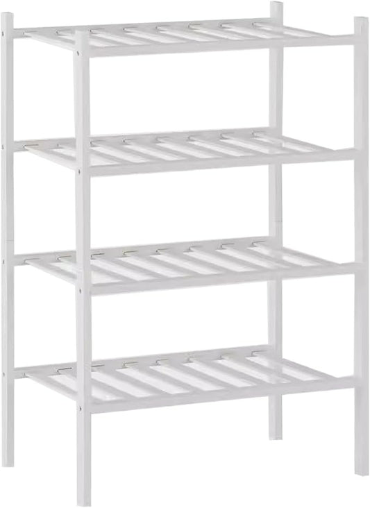 Shoe Rack Multi Tier Storage Organizer Wide Metal Shoe Shelf for Closet Entryway, Bamboo Stackable Multi-Layer Shelf Doorway Simple Folding Shoe Rack