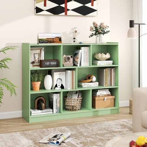 Giantex 8 Cube Bookcase, Freestanding 3-Tier Open Bookshelf, Mint Green