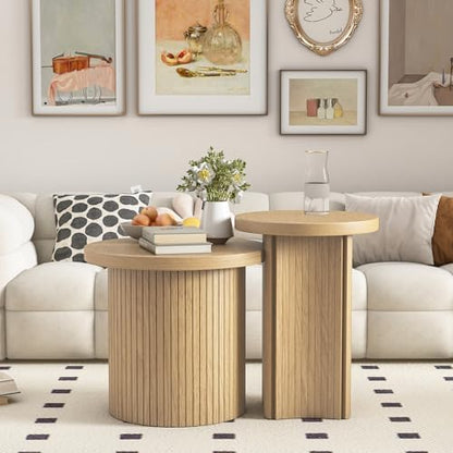 Mxtxmy Round Nesting Coffee Table Set of 2,Coffee Tables for Living Room