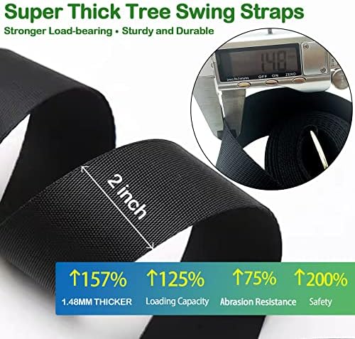 Tree Swing Straps Hanging Kit - 3FT/8FT/15FT/20FT/30FT, Strong & Durable - Holds Up to 5000lbs - Adjustable Tree Swing Straps Fit for All Swings, Hammocks, Safer & Easy Installation (30 FT)