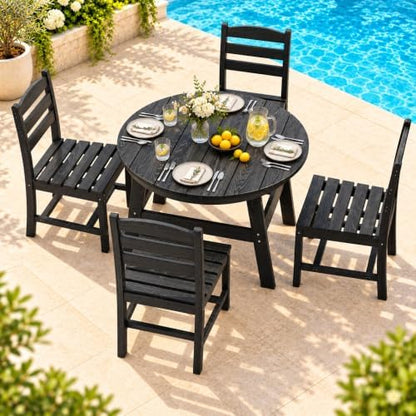 Patio Dining Set, 5-Piece HDPE Outdoor Dining Set for 4, Black