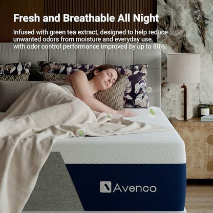 Avenco Twin Mattress 12 Inch, Premium Green Tea Memory Foam Mattress|Gel-Infused Cooling Mattresses with Medium Firm Tri-Layer Progressive Support, Fresh Cooling Comfort & Pressure Relief
