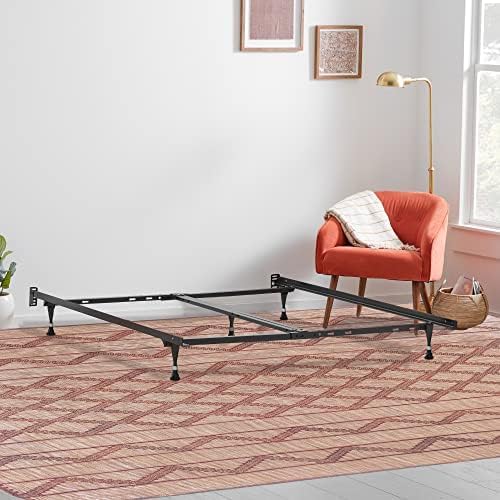 Greaton, Advanced Bed Frame, Re-Rolled Rail Steel Provides Required Strength and Durability, Canoe Clips to Secure Cross Arms, Double Riveted 5 Steel Legs Center Support, Full XL