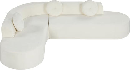 122'' Sectional Sofa,Extra Large Sofa with Soft Fabric Upholstery, Elegant Curved Design with Three Round Cushions, High-Resilience Foam for Ultimate Comfort,Beige