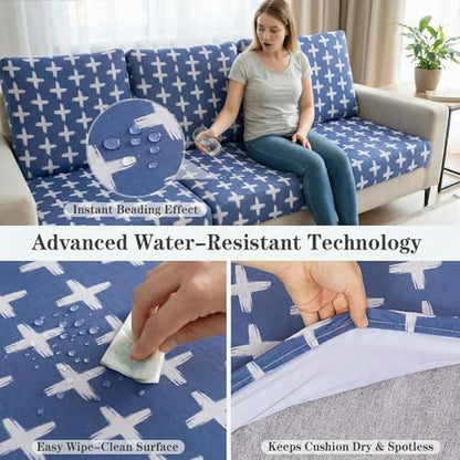 8 Pack Outdoor Cushion Covers, Water Resistant, High Stretch Fit