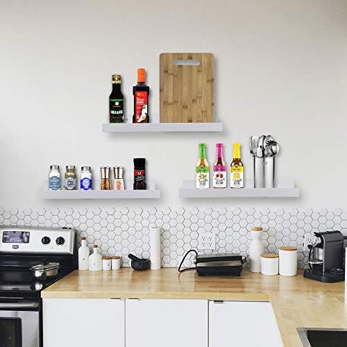 AZSKY 24 Inch Picture Ledge Shelf Floating Shelves Wall Mounted Set of 2 White