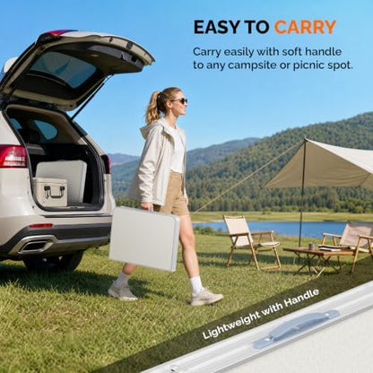 VINGLI 3FT Small Camping Folding Table Adjustable Height Aluminum Folding Table for Picnic Party BBQ, Plastic RV Suitcase Table Portable Lightweight Fold Up Utility Outdoor Tables