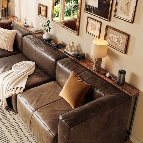 Huuger 110.2-133.8'' Extendable Behind Couch Table with Outlets