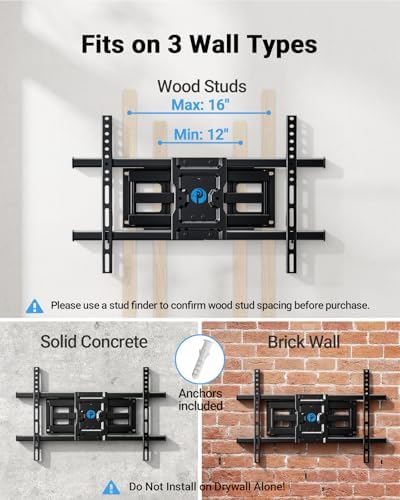 Pipishell Full Motion TV Wall Mount for Most 37-84 Inch TVs up to 132lbs