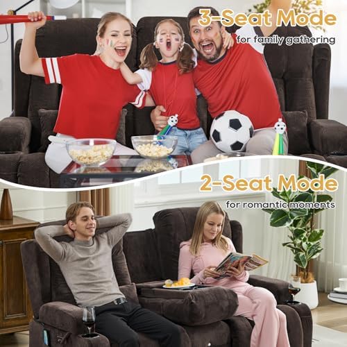 IPKIG Power Loveseat Recliner Sofa with Flip Back Console, 67" - 3 Seat