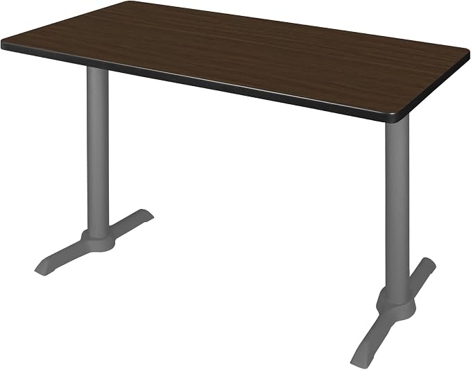 Romig Pillar 48 x 24 in. Steel T-Base Training Seminar Table- Neo Walnut/Grey Base