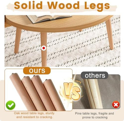 Small Coffee Table, Oval Coffee Table for Small Space 23.6"L Kidney Natural