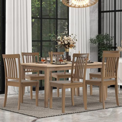 COLAMY Wooden Dining Room Chairs Set of 6, Spindle High Back Windsor Kitchen Side Chair, Farmhouse Dining Chairs for Kitchen, Dining Room, Light Brown