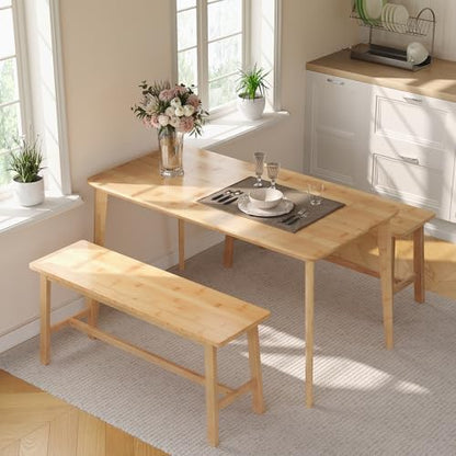 HOOBRO 39.3'' Bamboo Dining Bench, Farmhouse Table Bench, Kitchen & Living Room Furniture, Easy to Assemble, Sturdy and Stable, Natural YL03CD01G2