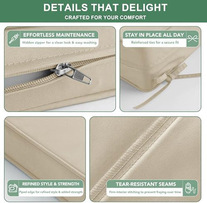 Outdoor Chair Cushion Water Resistant, 19 x 19 Inch, Cream