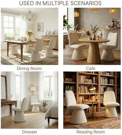 KISLOT Swivel Dining Chairs Set of 4, Modern Upholstered Dining Chair Mid Century Kitchen Chairs with High Back, 360 Degree Rotating Vanity Chair for Dining Room, Bedroom, Farmhouse, Beige