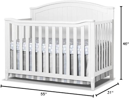 Sorelle Furniture Fairview Crib, Classic 4-in-1 Convertible Crib, Made of Wood, Non-Toxic Finish, Wooden Baby Bed, Toddler Bed, Child’s Daybed and Full-Size Bed, Nursery Furniture -White