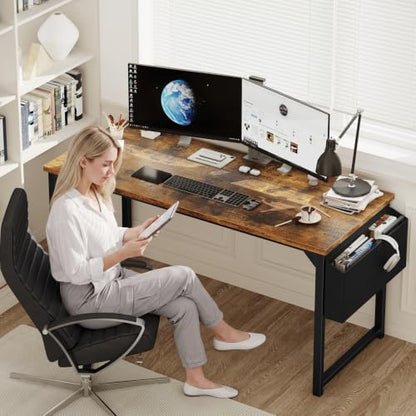 DUMOS 63" Computer Desk Home Office Desk, Gaming Desks, Dark Brown