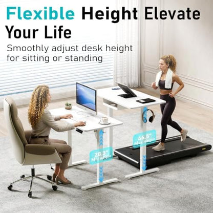 35" Electric Standing Desk, Small Sit Stand up Desk, White
