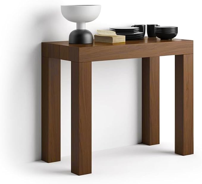 Mobili Fiver, First, Extendable Console Table 17.7(120) x35.4 in, Walnut, Made in Italy
