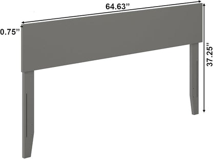 AFI, Orlando Queen Adjustable Modern Solid Wood Panel Headboard, Grey