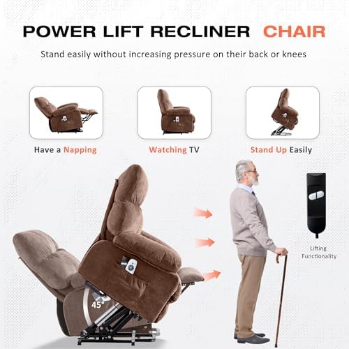 MAHOMICO Power Lift Recliner Chair with Massage and Heat for Elderly