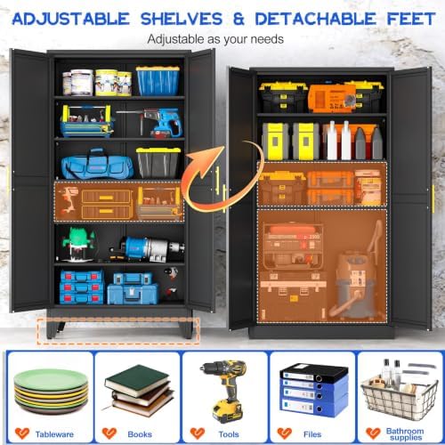 GAIOUS 79" Tall New Update Kitchen Pantry Cabinet, Metal Storage Cabinet