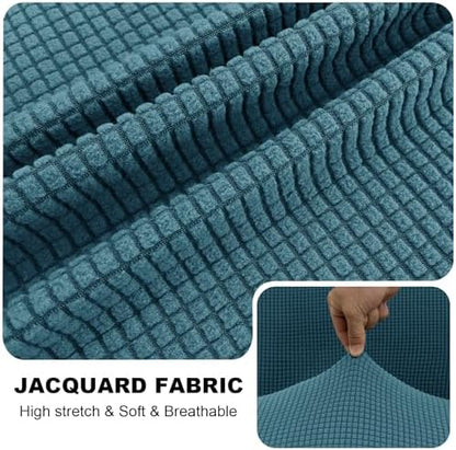 UNBBRRL Seat Cushion Cover and Back Covers for Corner Sofa Stretch Jacquard, Non Slip L Shaped Sofa Slipcover with Storage Ottoman, Sectional Couch Cover for Chaise Lounge (Blue,Corner Back Cover)