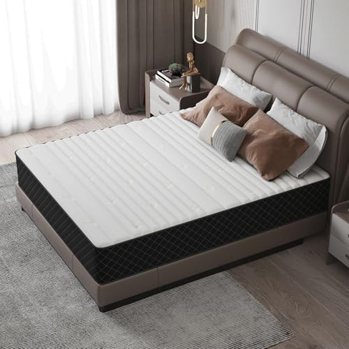 Mattress Queen Size, 12 Inch Queen Mattress in a Box, Medium Firm 7-Zone Memory Foam & Pocket Spring, Hybrid Mattresses for Pressure Relief & Motion Isolation, CertiPUR-US Certified, 80" x 60"