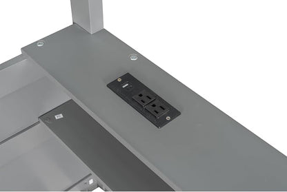 RUNNA Queen Bunk Bed with Shelves,Storage Box,LED,USB Charging,Grey | Queen bunk bed with shelves,storage box,LED light,USB charging,solid wood frame, guardrails, no box spring needed,Grey