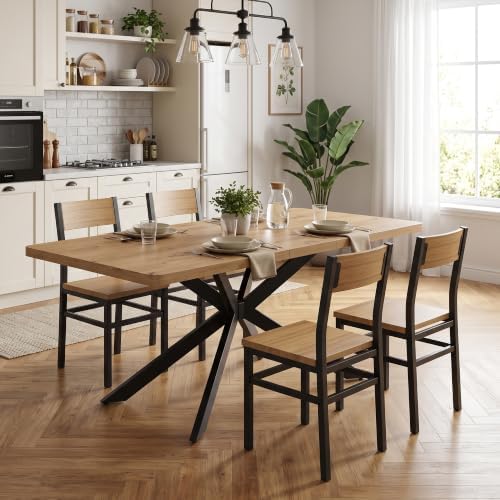 Extendable Dining Table Set for 4, 55"-71"Table w/ Butterfly Leaf,Oak