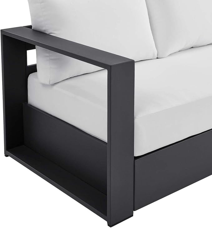 Modway Tahoe Aluminum Outdoor Patio Sofa in Gray White