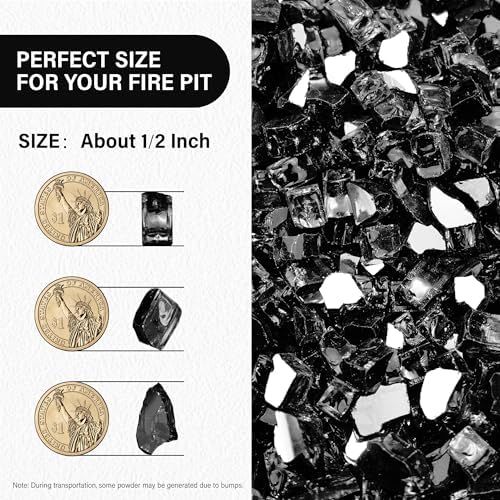NUPICK 5 Pound Fire Glass, 1/2 Inch Reflective Fire Pit Glass