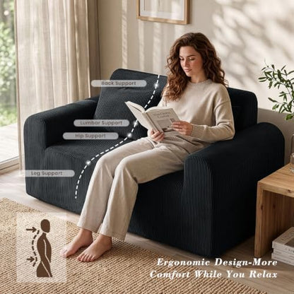 56'' Boneless Loveseat Couch, 2 Seater Boneless Couches for Living Room