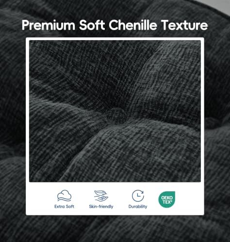 Hobestluk Pouf Ottoman Foot Rest Chenille Square small ottoman, Black