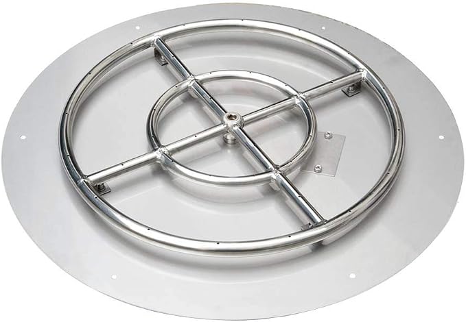 Stanbroil Stainless Steel 30" Round Flat Fire Pit Pan w/24 Fire Burner Ring Installed, BTU 296,000 Max