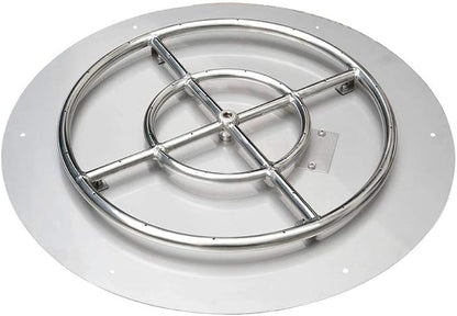 Stanbroil Stainless Steel 30" Round Flat Fire Pit Pan w/24 Fire Burner Ring Installed, BTU 296,000 Max
