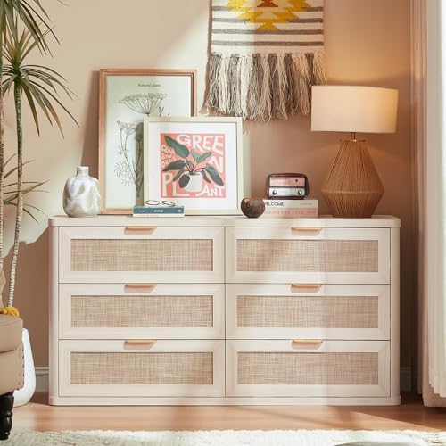 LEYAOYAO Rattan Dresser for Bedroom, 54'' Drawers Dressers