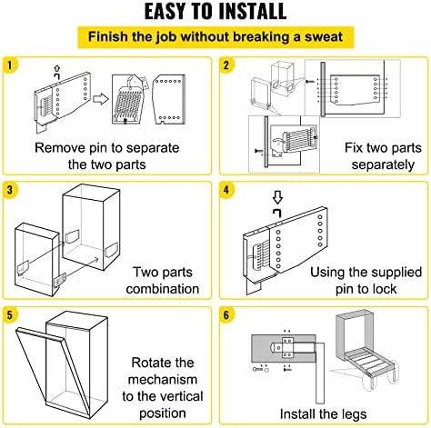 Happybuy Murphy Mounting Wall Springs Mechanism Heavy Duty Support Hardware DIY Kit for King Queen Bed (Vertical), White