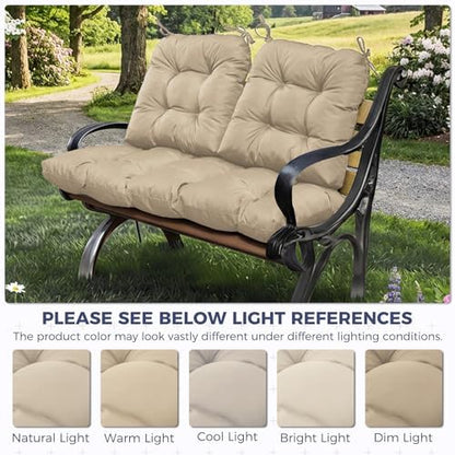 Wicker Chair Cushions of 3 Pieces, Waterproof Cushions for Patio Furniture, Tufted Wicker Outdoor Furniture Cushions, 1 Patio Loveseat Cushion and 2 U-Shaped Cushions, 44"x19"x5", Beige