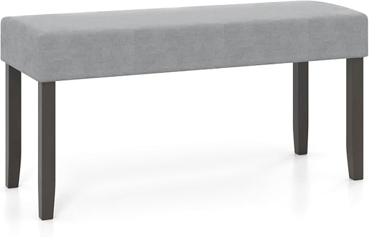 Giantex 40.5" Upholstered Entryway Bench with Padded Seat & Solid Rubber Wood Legs, Load 400Lbs, Indoor Velvet Dining Bench for Living Room, Kitchen, End of Bed, Hallway