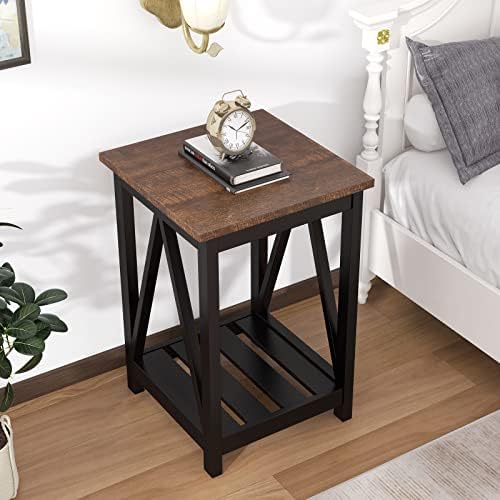 ChooChoo Farmhouse End Table with Storage Shelf