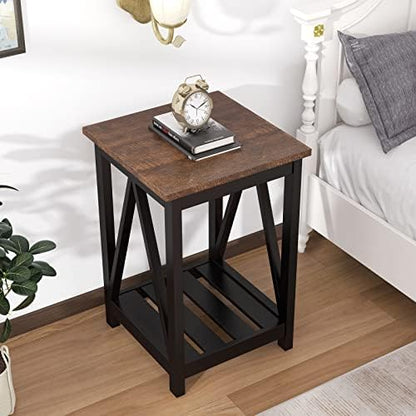 ChooChoo Farmhouse End Table with Storage Shelf