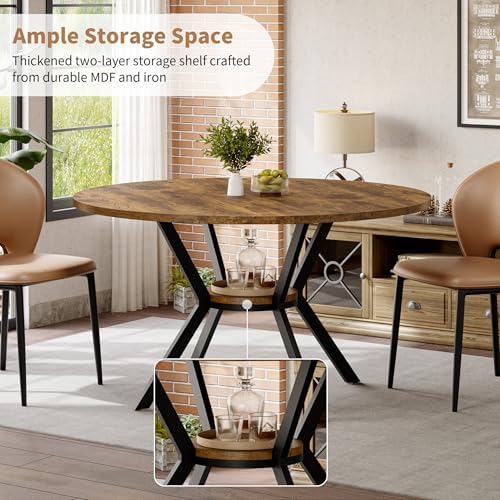 Round Dining Table for 2-4, 42'' Kitchen & Dining Room Tables with Storage