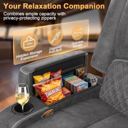 Manual Recliner Single Chair, 3X Reclining Sofa Chairs (Velvet, New Grey)