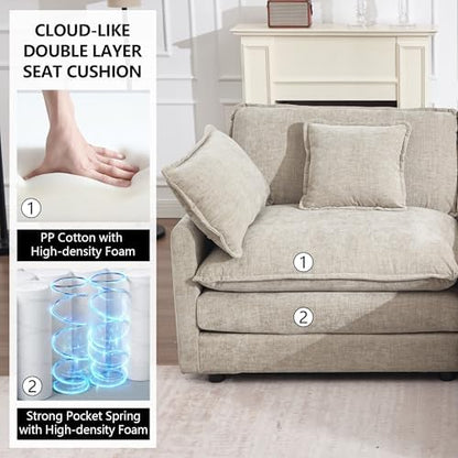 Tmsan 76.7" L Shape Loveseat Sectional Couch, 2 Seater Cloud Modular Sofa